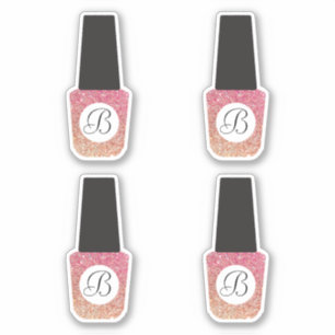 Nagelsalon Monogram op Bronzen Glitter Nagellak Sticker