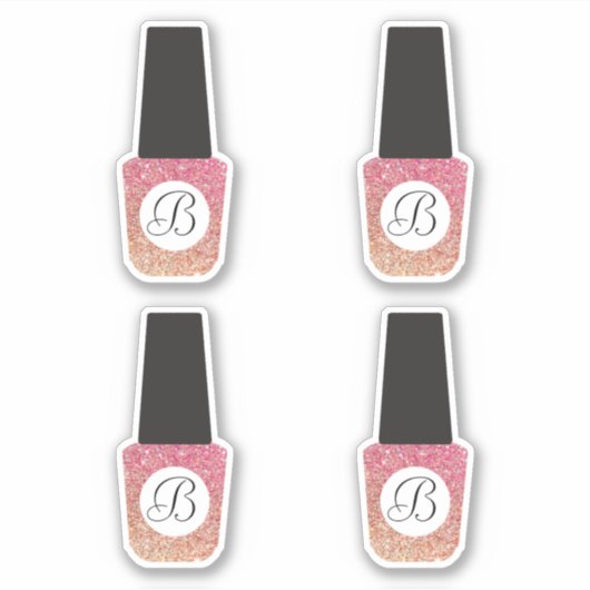 Nagelsalon Monogram op Bronzen Glitter Nagellak Sticker (Voorkant)