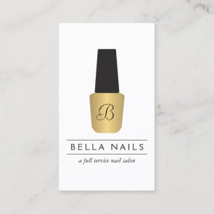 Nagelsalon Monogram op Faux Gold nagellak Visitekaartje