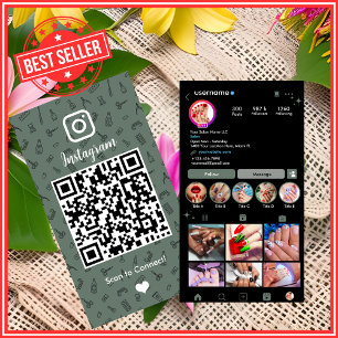 Nagelstudio Instagram Sage Green Social Media QR Visitekaartje