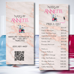 Nagelstudio Manicuriste Roze Goud QR Prijslijst Reclamekaart