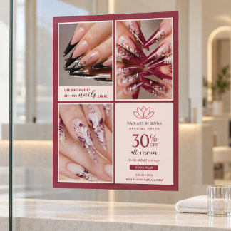 Nagelstudio Promotie Blush Bourgondië Editorial Raamsticker