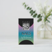 Nagelstudio Schoonheidskunstenaar QR-code Gradiënt Visitekaartje (Staand voorkant)