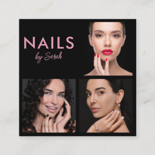 Nagelstudio Schoonheidstechnicus Roze Zwart 3 Foto Vierkante Visitekaartje