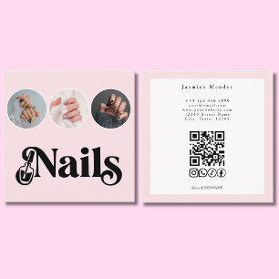 Nagelstylist Blush Roze 3 Foto QR Code Vierkante Visitekaartje