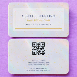 Nagelstylist Holografische QR-code Visitekaartje