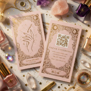 Nagelstyliste Celestial Nail Studio Roze & Goud Visitekaartje
