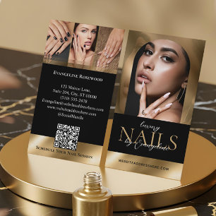 Nageltechnicus Artiest Salon Boog Foto Zwart Goud Visitekaartje