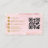 Nageltechnicus Blush Pink Gold Agate QR-code Visitekaartje (Achterkant)