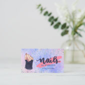 Nageltechnicus Holographic Glitter Pink and Blue Visitekaartje (Staand voorkant)