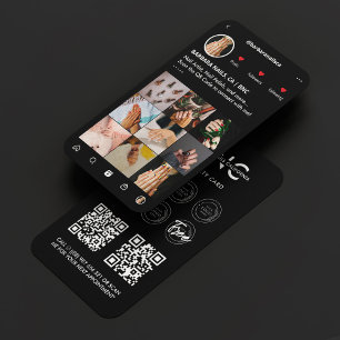 Nageltechnicus Manicuriste Zwarte IG Loyalty Card Visitekaartje