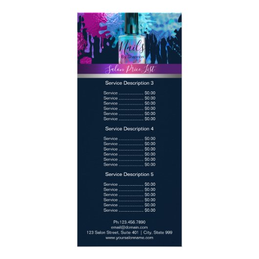 Nageltechnicus Nail Pools ontwerp Reclamekaart (Achterkant)