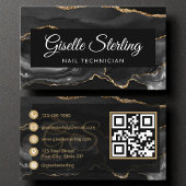 Nageltechnicus QR Code Black Gold Agaat Luxe Visitekaartje