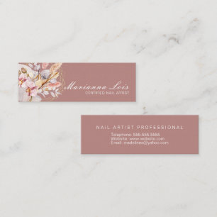 Nageltechnicus Salon Goud Boheemse Bloemen Mini Visitekaartje
