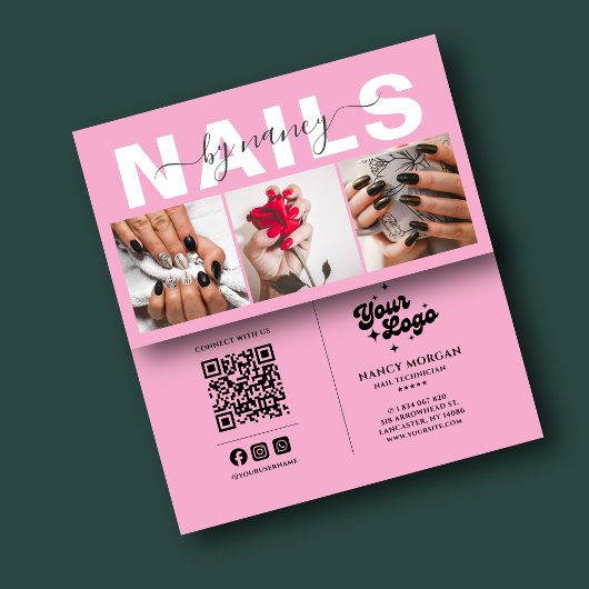 Nageltechnicus typografie foto QR-code logo  Visitekaartje