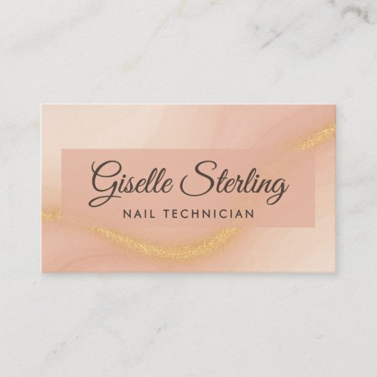 Nageltechnicus Waterverf Gold Monogram QR-code Visitekaartje (Voorkant)