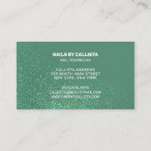 Nageltechnicus Zeemeermin Blauwgroen Glitter Typog Visitekaartje (Achterkant)