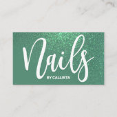 Nageltechnicus Zeemeermin Blauwgroen Glitter Typog Visitekaartje (Voorkant)