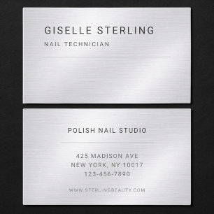 Nageltechnicus Zilver Metaalachtig Professioneel Visitekaartje