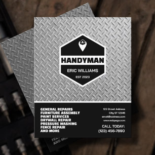 Nagemaakte gestempelde metalen textuur klusjesman flyer