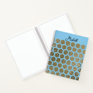 Nagemaakte gouden zeshoekige patroon gepersonalise notitieboek