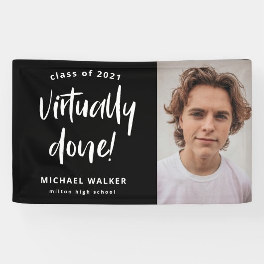 nagenoeg uitgevoerde aankondiging van afstuderen spandoek (Horizontaal)