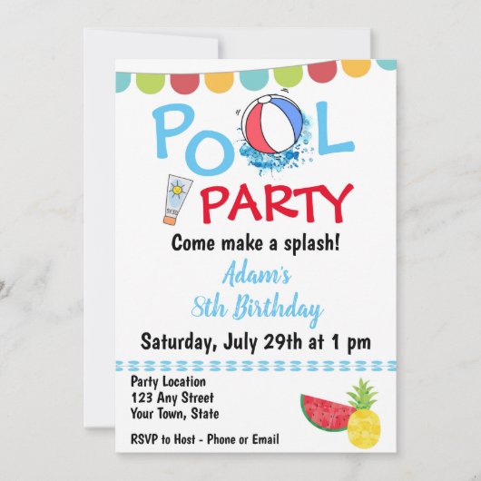 Nager Invitation Anniversaire (Devant)