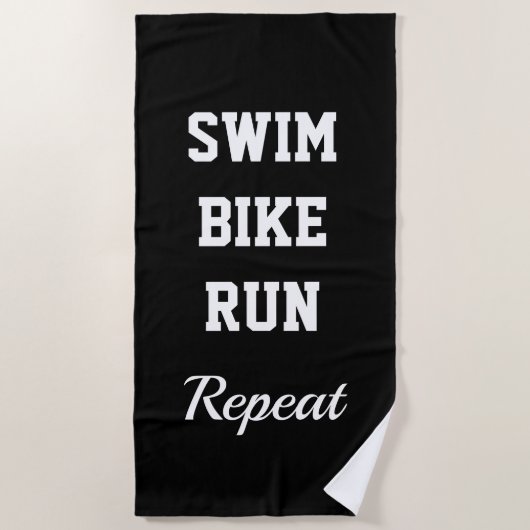 NAGER VÉLO COURIR RÉPÉTER serviette de plage drôle (Devant)