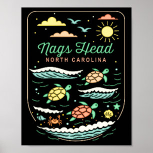 Nags Head Nc Schattige strandvakantie Zeeschildpad Poster