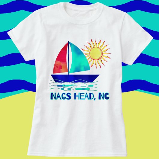 Nags Hoofd  Waterverf Zeilboot T-shirt
