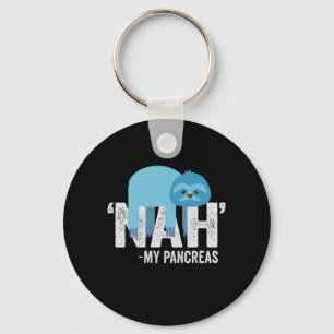 Nah my Pancreas Funny Diabetes Blue Ribbon Sloth Sleutelhanger