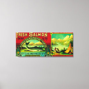 Naha Bay Salmon Can LabelNaha Bay, AK Canvas Afdruk