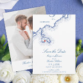 Nahant MA Kaart Elegante Navy Blue Wedding