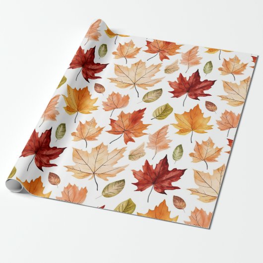Naherfst fall Leaves Terracotta Brown Boho Pattern Cadeaupapier (Uitgerold)