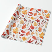 Naherfst fall Leaves Terracotta Brown Boho Pattern Cadeaupapier (Uitgerold)