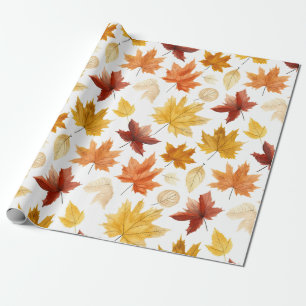 Naherfst fall Leaves Terracotta Brown Boho Pattern Cadeaupapier