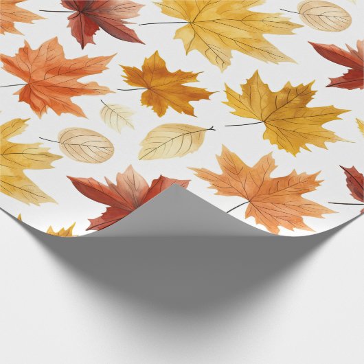 Naherfst fall Leaves Terracotta Brown Boho Pattern Cadeaupapier (Hoek)