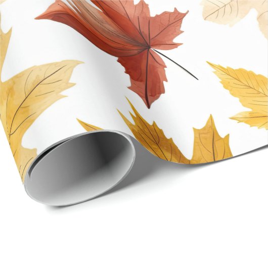 Naherfst fall Leaves Terracotta Brown Boho Pattern Cadeaupapier (Rol Hoek)