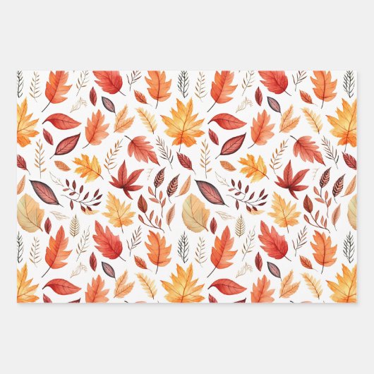 Naherfst fall Leaves Terracotta Brown Boho Pattern Inpakpapier Vel (Voorkant)