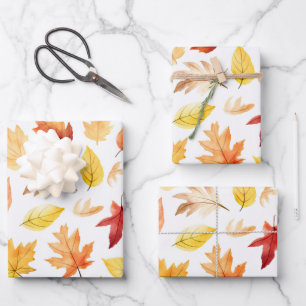 Naherfst fall Leaves Terracotta Brown Boho Pattern Inpakpapier Vel