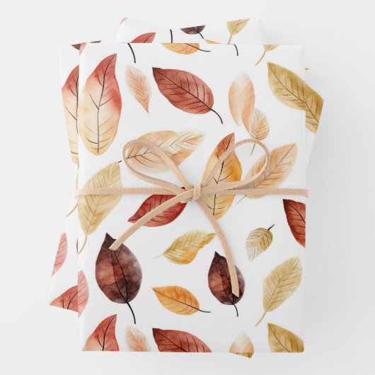 Naherfst fall Leaves Terracotta Brown Boho Pattern Inpakpapier Vel (In situ)