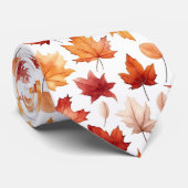 Naherfst fall Leaves Terracotta Brown Boho Pattern Stropdas (Opgerold)