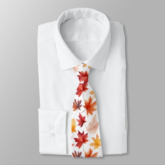 Naherfst fall Leaves Terracotta Brown Boho Pattern Stropdas (Gebonden)