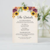 Naherfst Sunflower Wedding Details Enclosure Card Informatiekaartje (Staand voorkant)