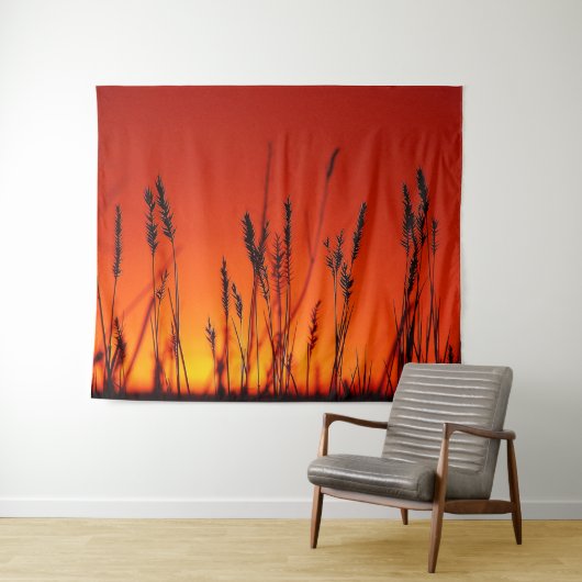 Naherfst Sunset Silhouette Wall Tapestry Wandkleed (In Situ (horizontaal))