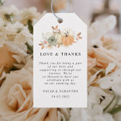 Naherfst Waterverf pompoenen en bloemen Cadeaulabel