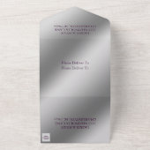 Naherfst Wedding Sparkle Leaf Paars Silver All In One Uitnodiging (Buitenkant)