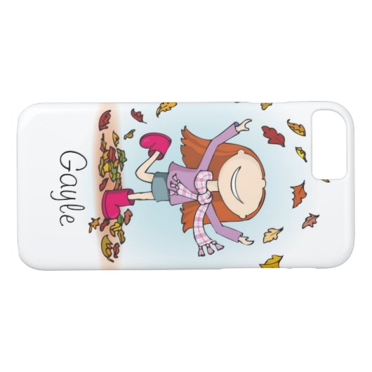 Naherfstmeisje met bladeren Case-Mate iPhone case (Achterkant (Horizontaal))