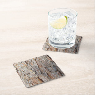 Naherfstpatronen Herfst boomschors Vierkante Kartonnen Onderzetter