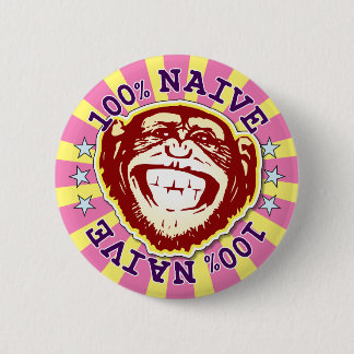 Naïef 100% Funny Monkey Badge Ronde Button 5,7 Cm